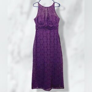 R&M Richards Purple Sequin High Neck Sleeveless Formal Dress / Size 10 Petite
